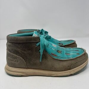 Ariat Women's Turquoise Arrow Print Suede Moccasin Chukka Boots Size 10